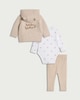 image 2 of F&F Baby 3-Piece Bear Knitted Cardigan, Bodysuit and Leggings Set in Neutral