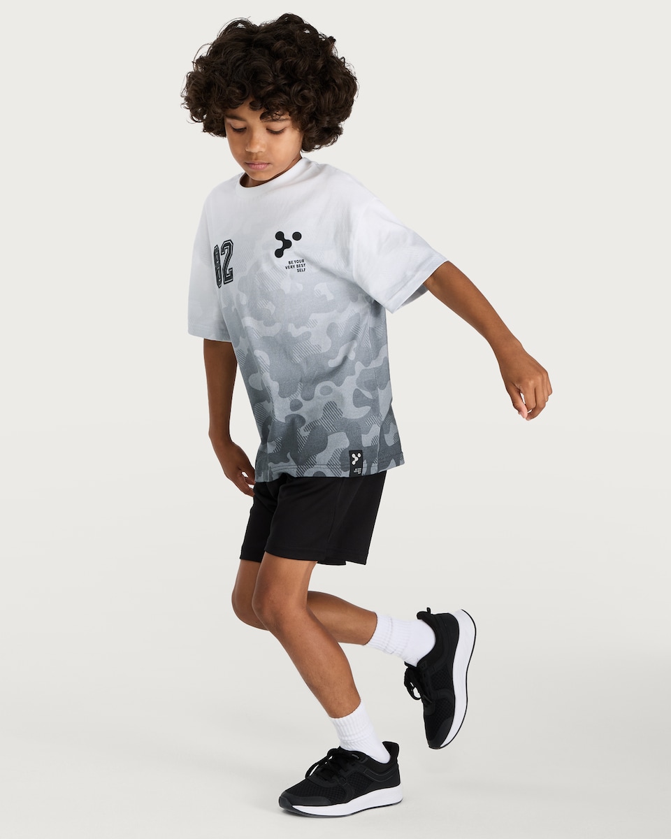 image 1 of F&F Boys Pure Cotton Be Your Very Best Self Camouflage T-Shirt in White
