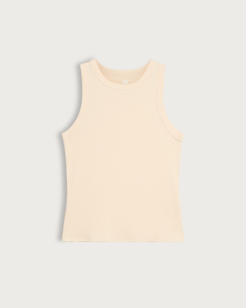 image 1 of F&F Ribbed Racer Vest in Cream