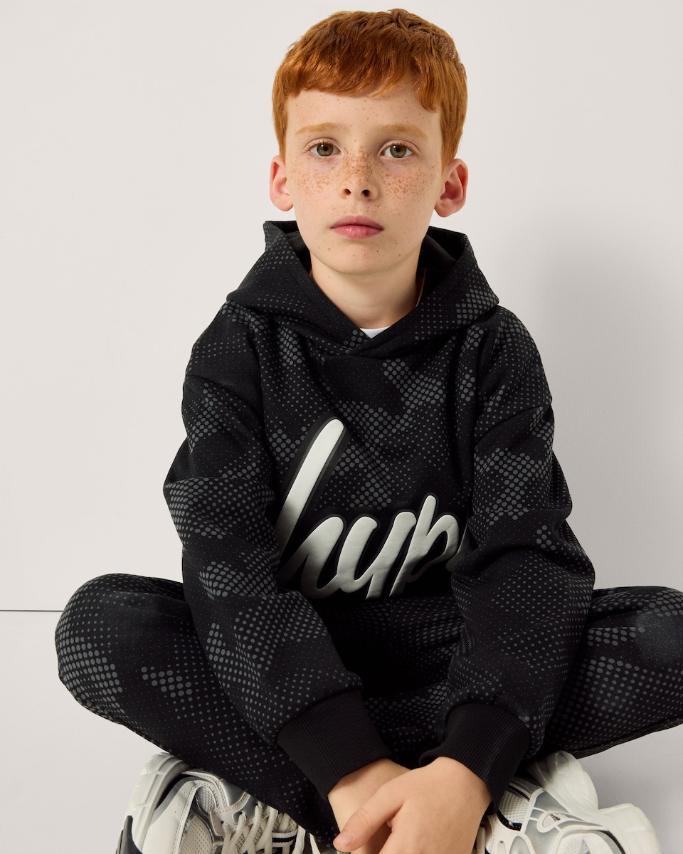 image 1 of Hype Cotton Rich Camo Hoodie in Black