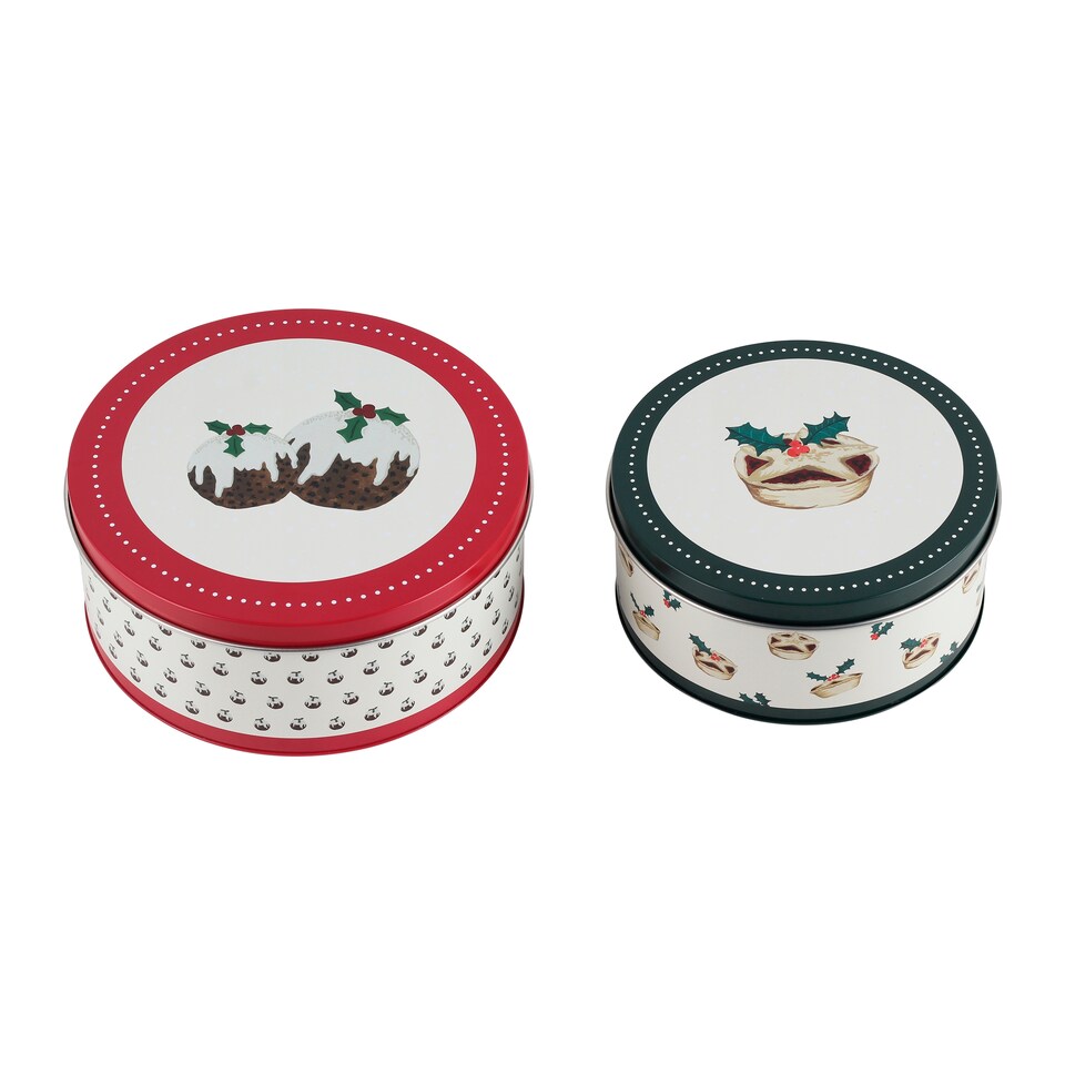 image 1 of F&F Home Christmas Pudding & Mince Pie Cake Tins