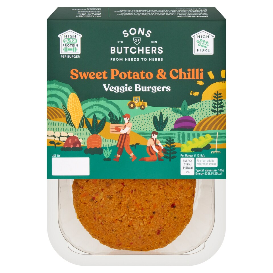 Sons of Butchers Sweet Potato & Chilli Veggie Burger 227g