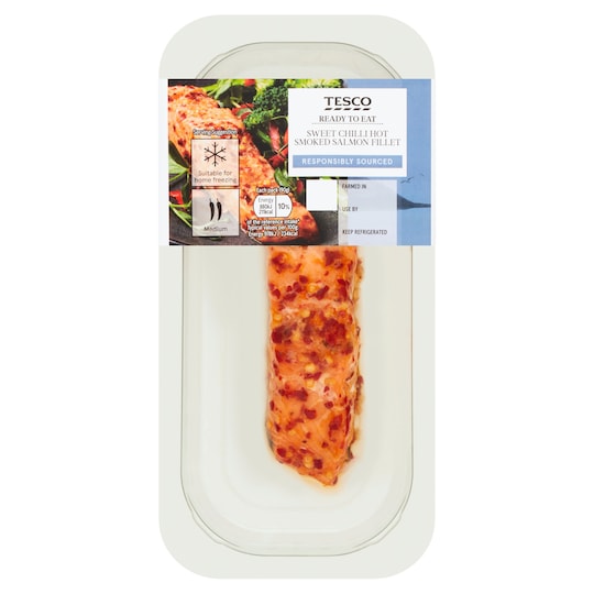 Tesco Hot Smoked Salmon Fillet With Chilli 90G Tesco Groceries