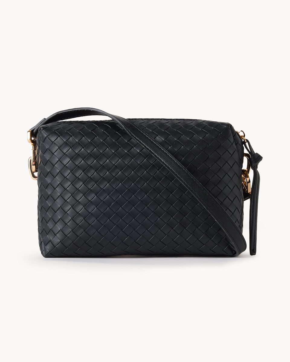 image 1 of SACHA Woven Crossbody Bag in Black
