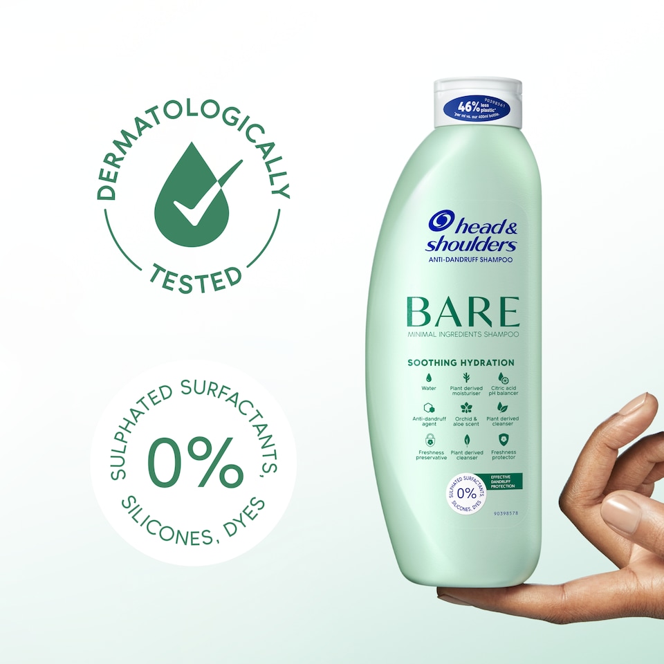 image 1 of Head & Shoulders Bare Soothing Hydration Anti Dandruff Shampoo 400Ml