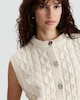 image 3 of F&F Cable Knit Sleeveless Cardigan  in Neutral