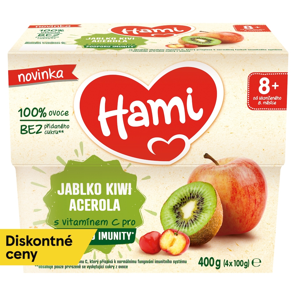 obrázok 1 z Hami ovocný príkrm 100% ovocie jablko kivi acerola 8+ 400 g