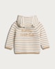 image 2 of F&F Baby Pure Cotton Knitted Hello World Hooded Cardigan in White