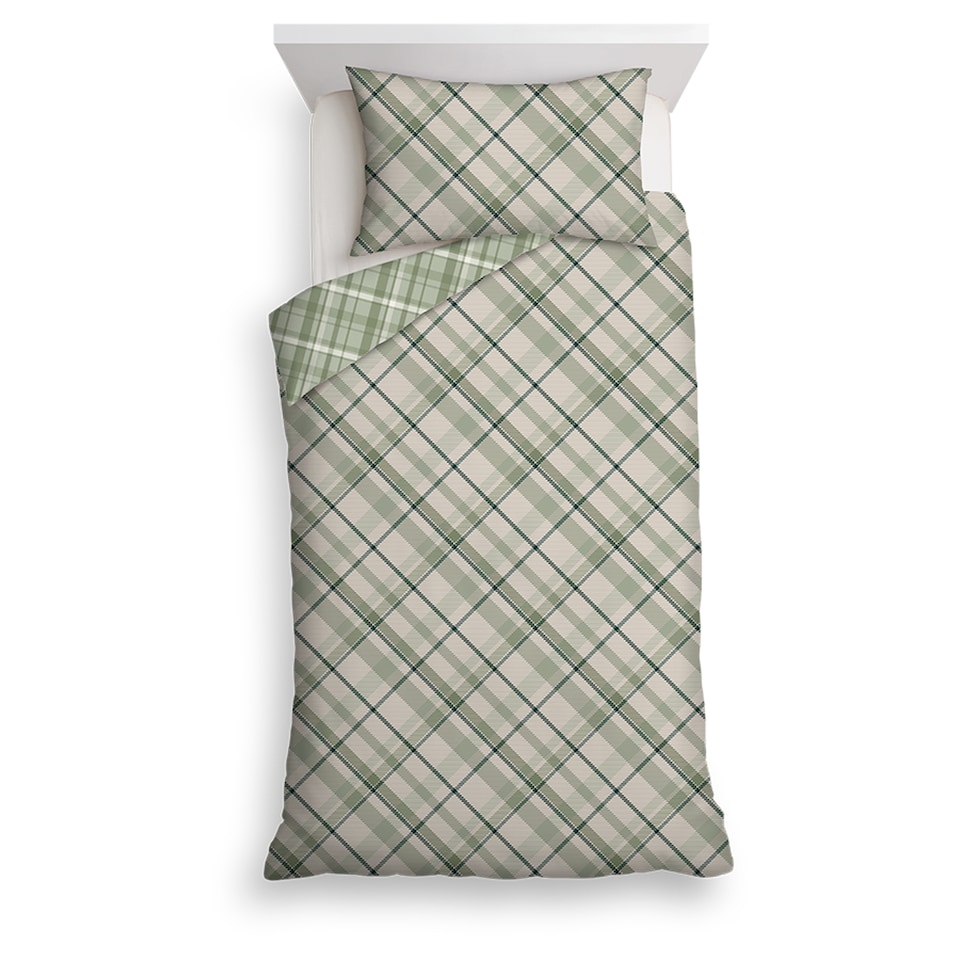 F&F Home Bedding Green Check Duvet Set Single