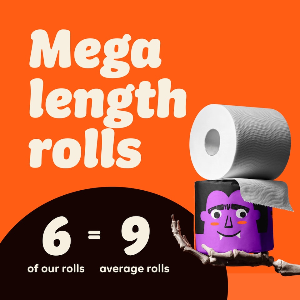 image 1 of Who Gives A Crap Extra Soft Spooky Edition Toilet Tissue 6 Mega Rolls