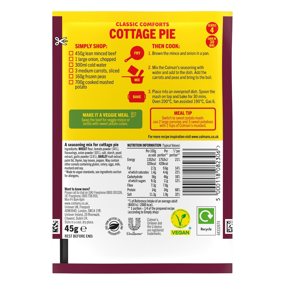 image 1 of Colman's Cottage Pie Recipe Mix 45G