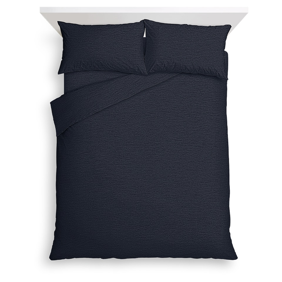 F&F Home Bedding Navy Marl Jersey Duvet Set Double