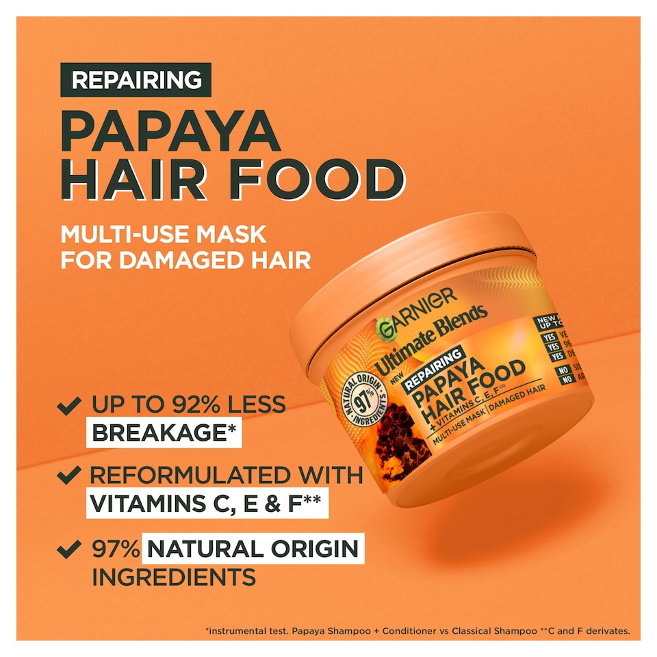 image 1 of Garnier Ultimate Blends Hair Food Papaya 3in1 Mask 400ml