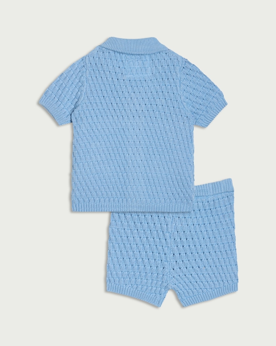 image 1 of F&F Baby 2-Piece Pure Cotton Knitted Set in Blue