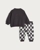 image 2 of F&F Baby 2-Piece Cotton Rich Boo Ghost Print Sweatshirt and Joggers Set in Dark Grey