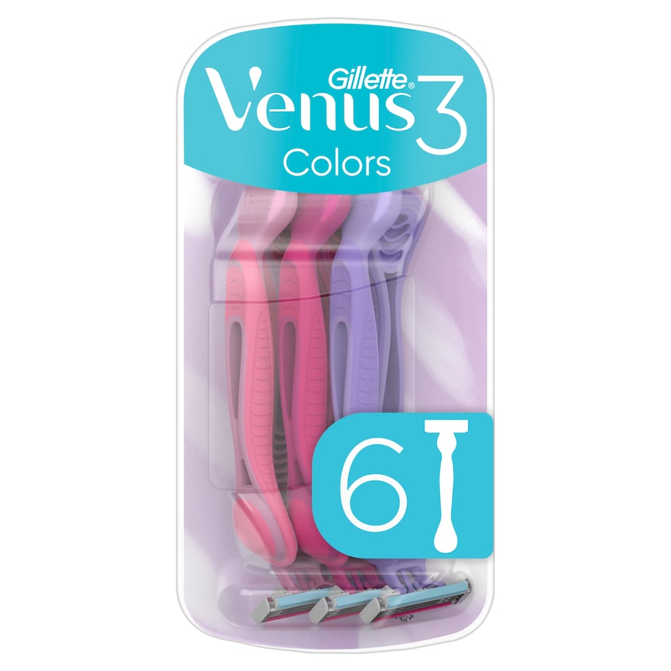 image 1 of Gillette Venus 3 Colors Disposable Razors, Pack Of 6