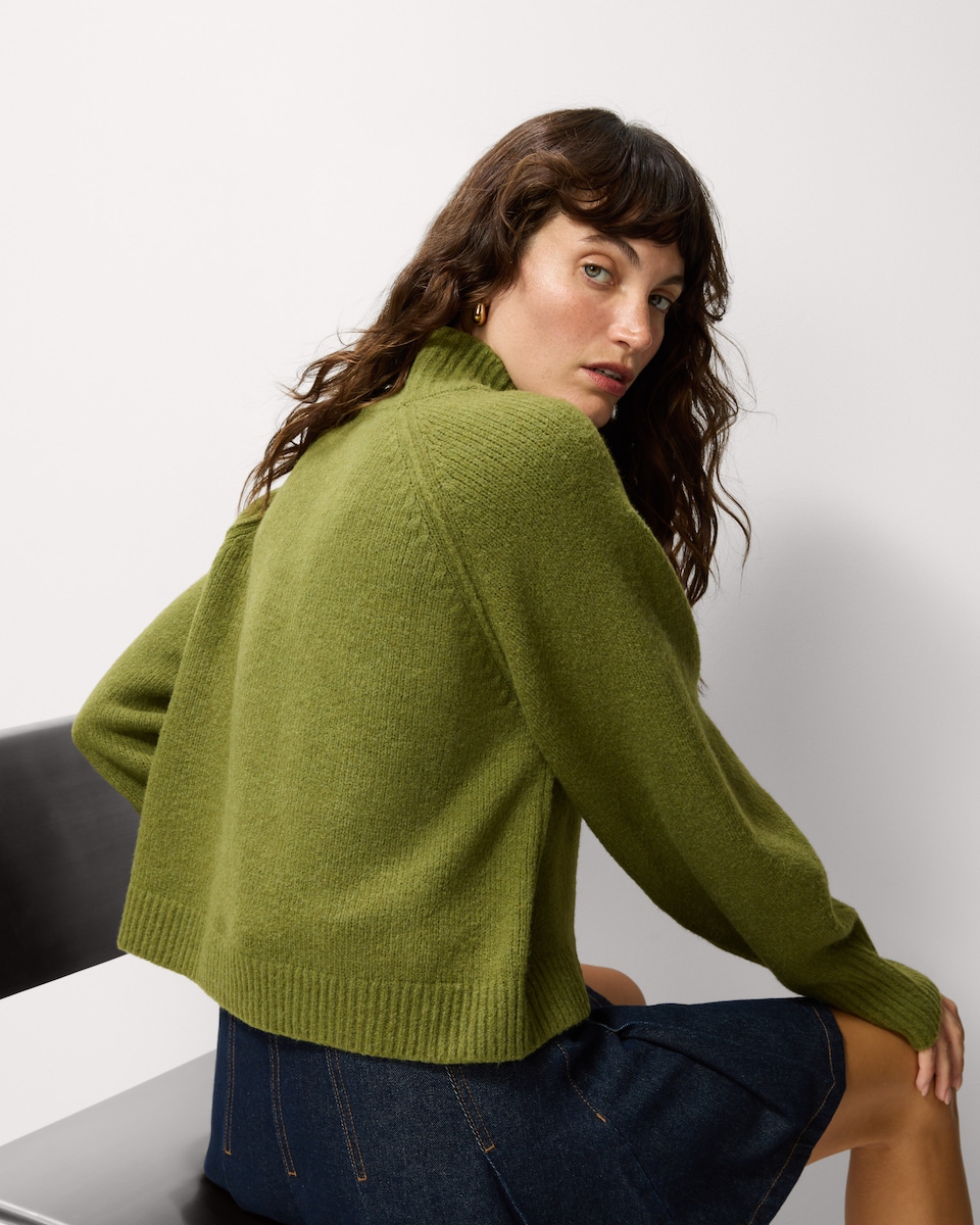 image 1 of F&F Turtle Neck Cropped Knitted Jumper in Khaki