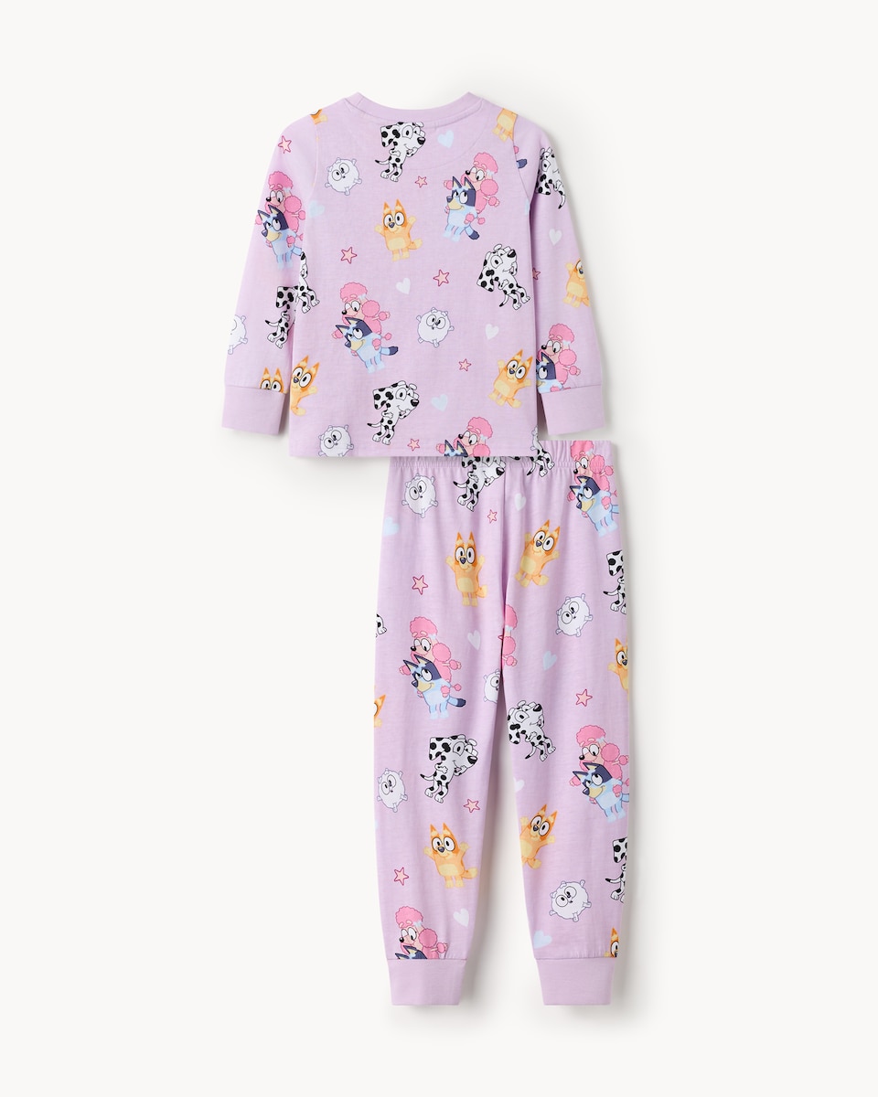 image 1 of Bluey Pure Cotton Printed Pyjama Set in Lilac
