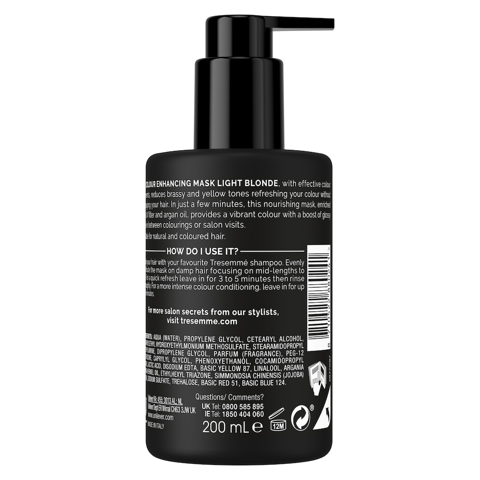 image 1 of Tresemme Colour Enhancing Mask Light Blonde 200Ml