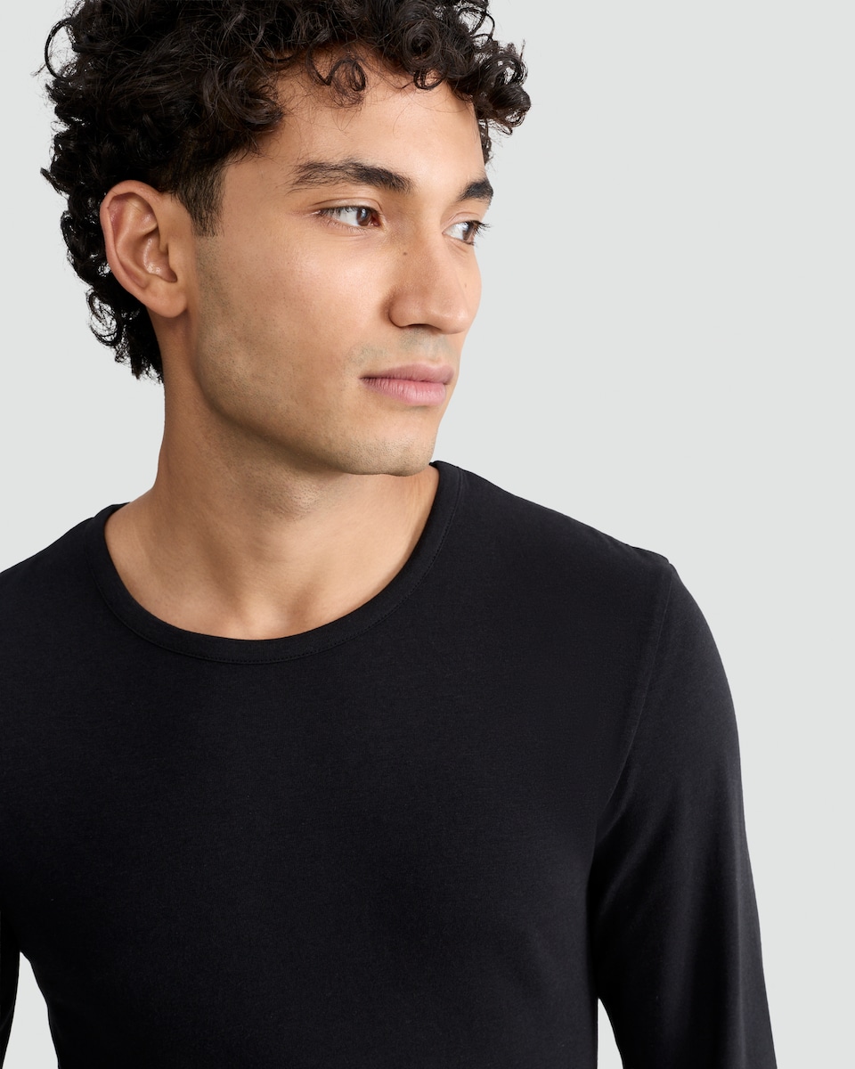 image 1 of F&F Long Sleeved Thermal Top with Cotton in Black
