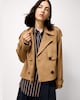 image 1 of F&F Faux Suede Cropped Trench Jacket in Med Nude
