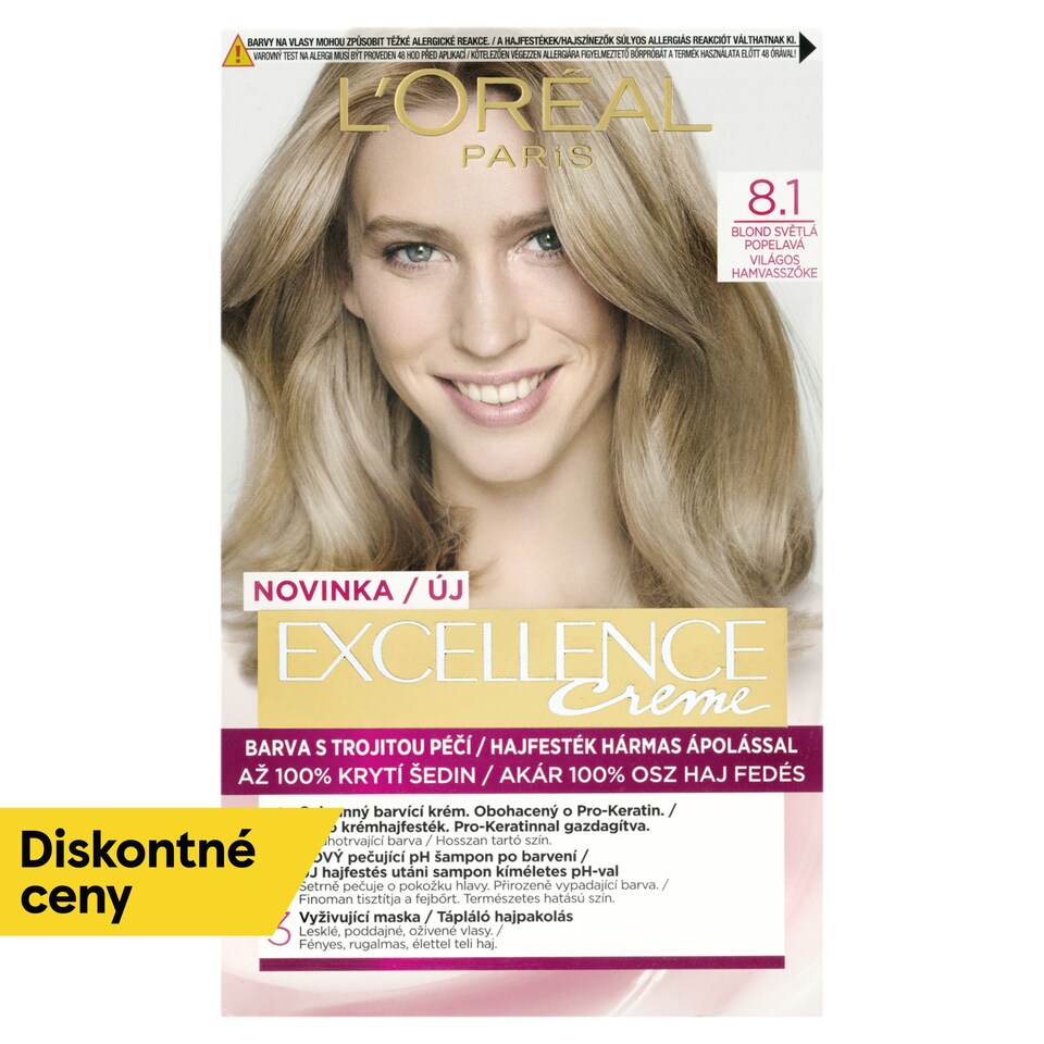 L'Oréal Paris Excellence Créme 8 .1 , blond svetlá popolavá, 72 +48 +12 +60 ml