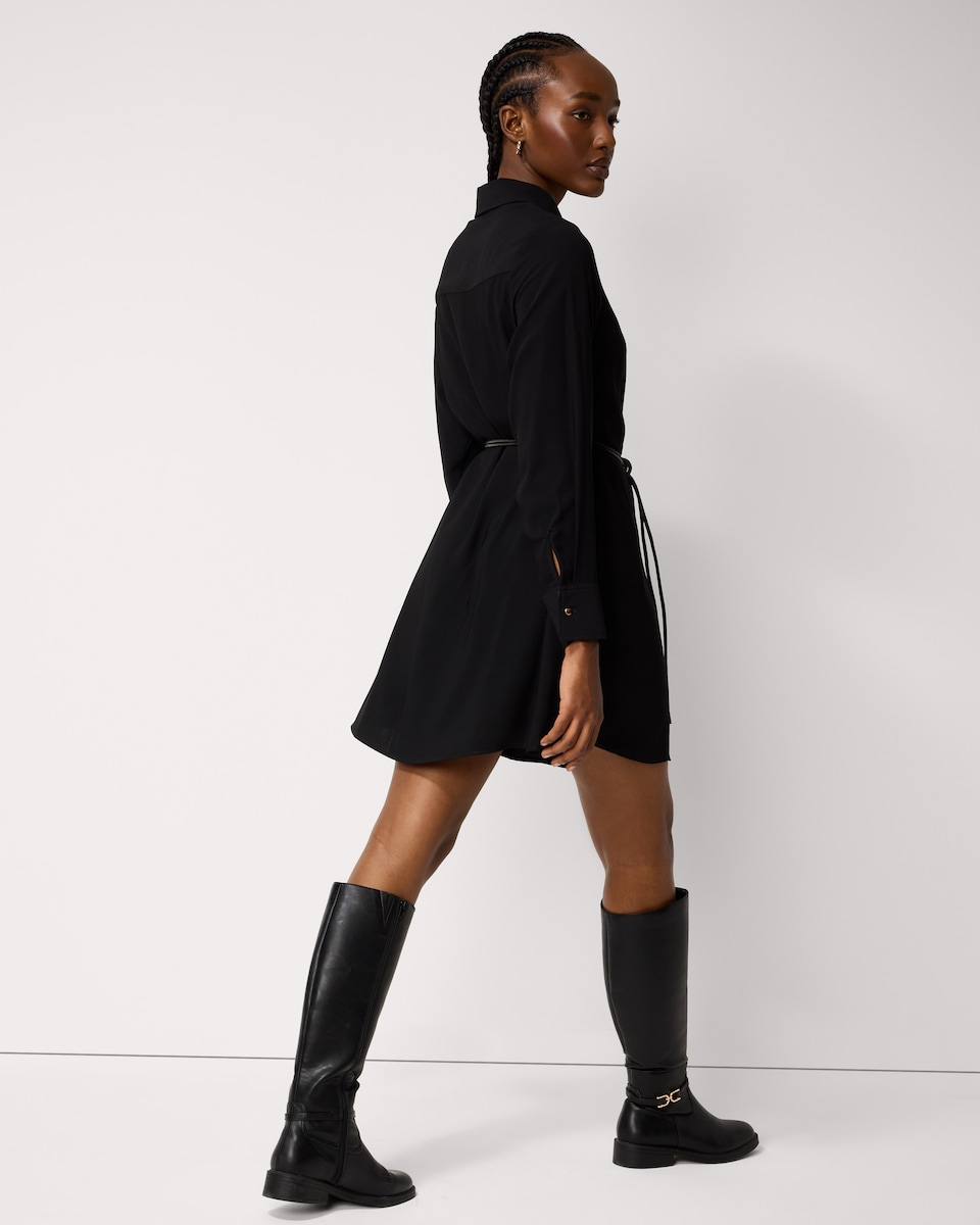 image 1 of F&F Belted Shirt Midi Dress in Black