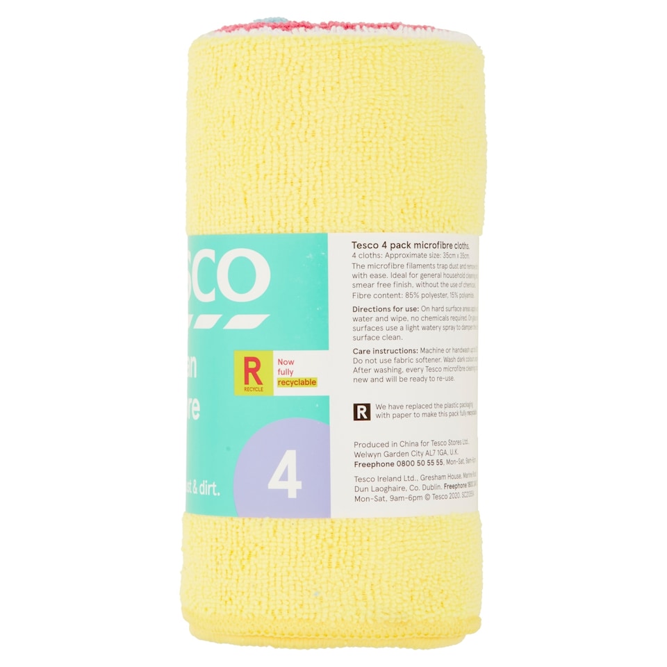 image 1 of Tesco Microfibre Cloth 4 Pack