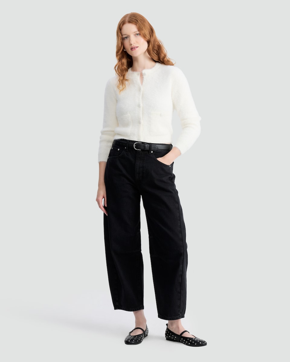 image 1 of F&F Textured Pocket Front Button Up Cardigan in Cream