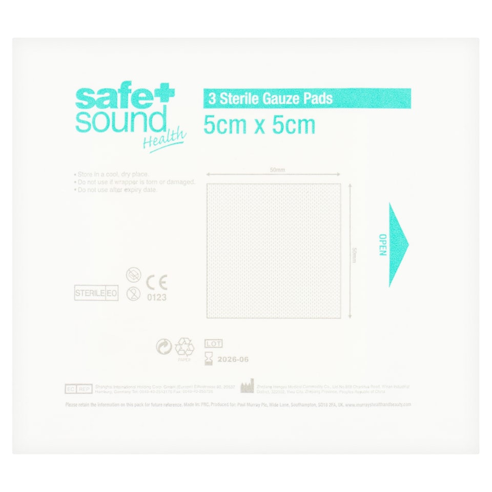 Safe & Sound Sterile Gauze Pads 5X5CM 3 Pack