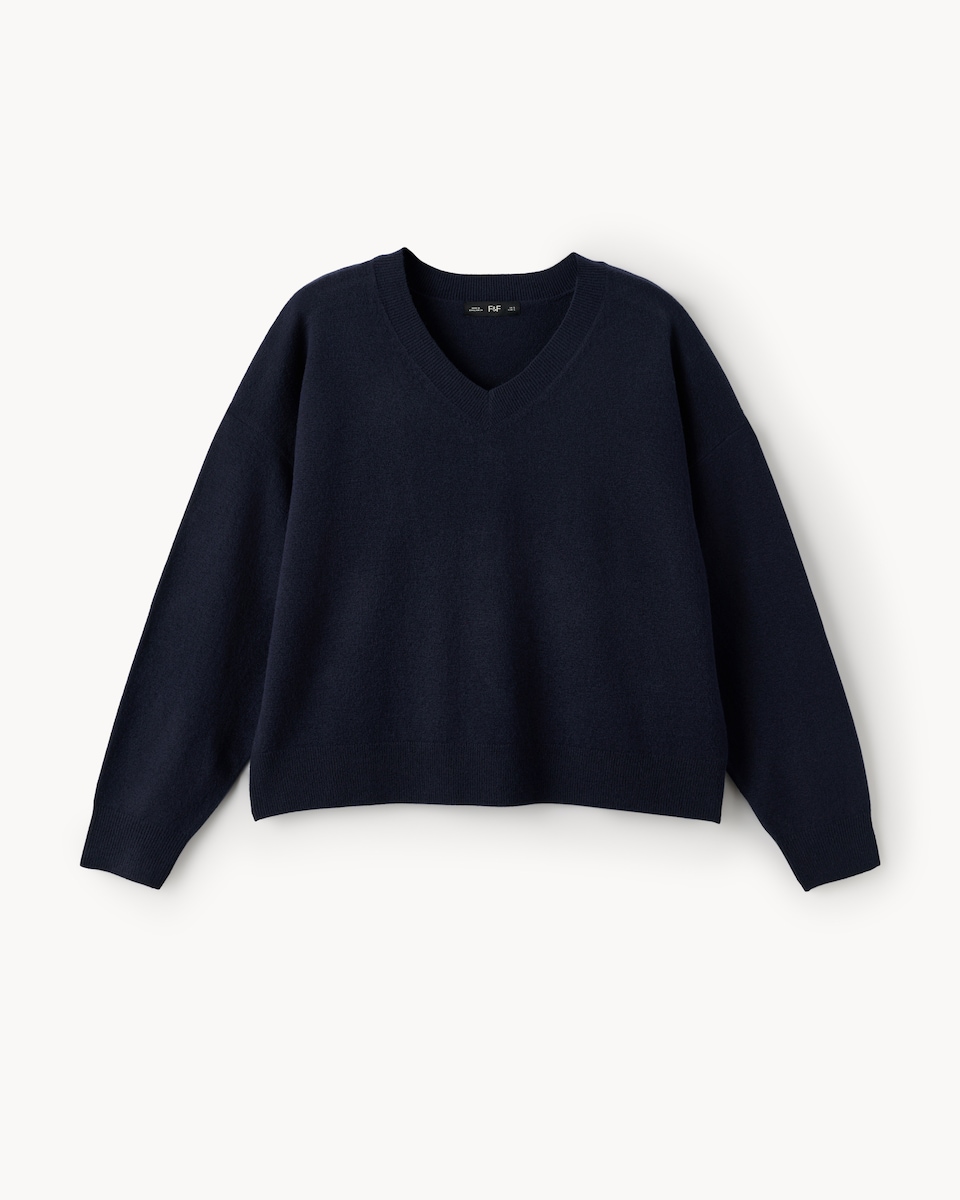 image 1 of F&F V Neck Knitted Jumper in Navy