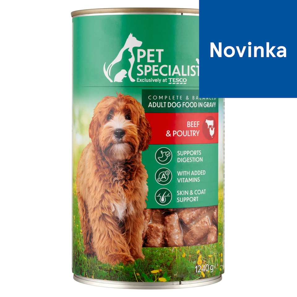 Pet Specialist Kompletné krmivo pre dospelé psy kúsky s hovädzinou a hydinou v omáčke 1240 g