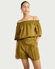image 3 of The F&F Edit Lyocell Blend Pleated Belted Co-ord Shorts in Olive