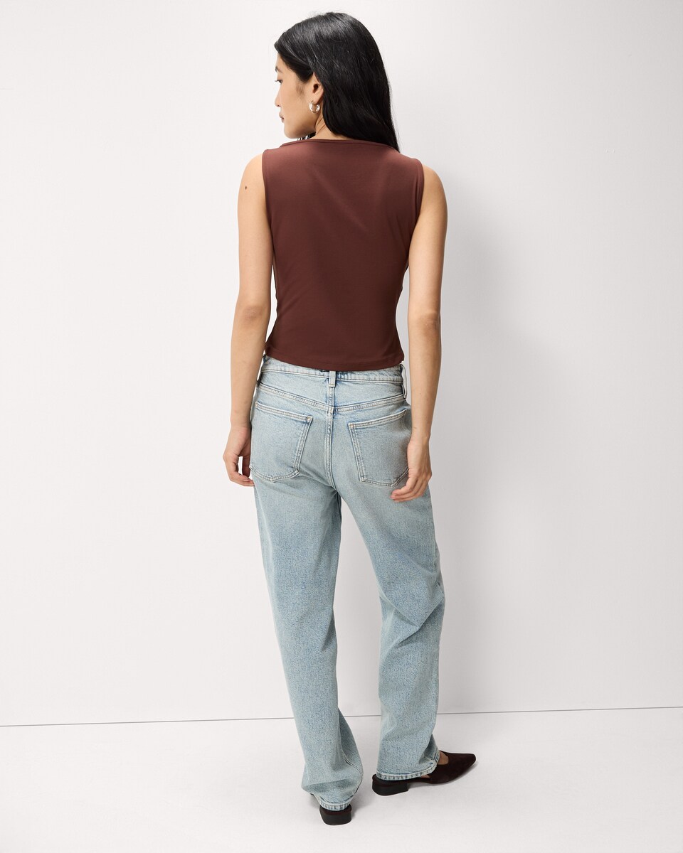 image 1 of F&F Polyamide Slash Neck Vest in Brown