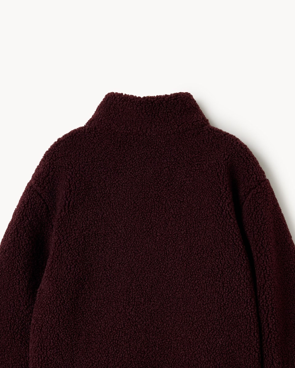 image 1 of F&F Girls Borg Zip Through Fleece in Burgundy