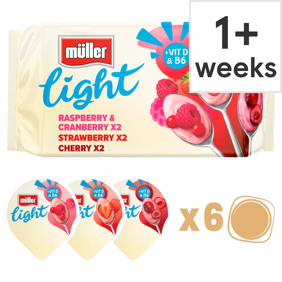 image 1 of Muller Light Red Fruit Assorted Fat Free Yogurt 6X140g
