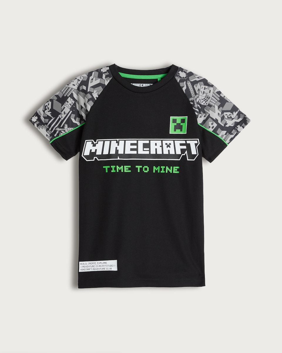Minecraft Time to Mine Print T-Shirt in Black