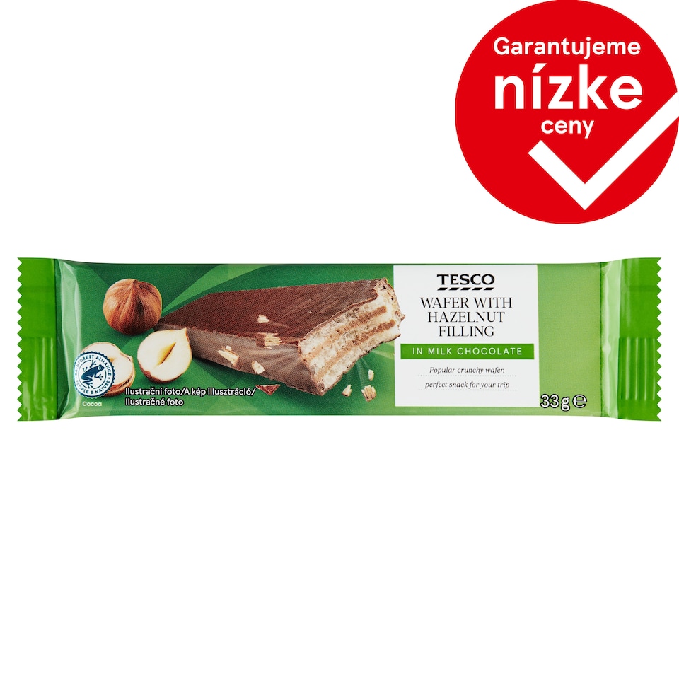 Tesco Wafer with Hazelnut Filling in Milk Chocolate 33 g