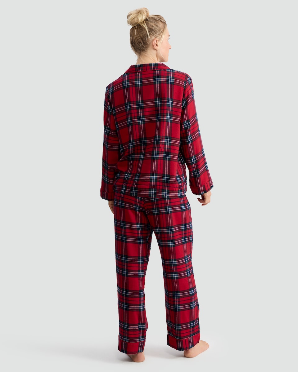 image 1 of F&F Check Woven Matching Family Christmas Button Through Pyjamas in Red