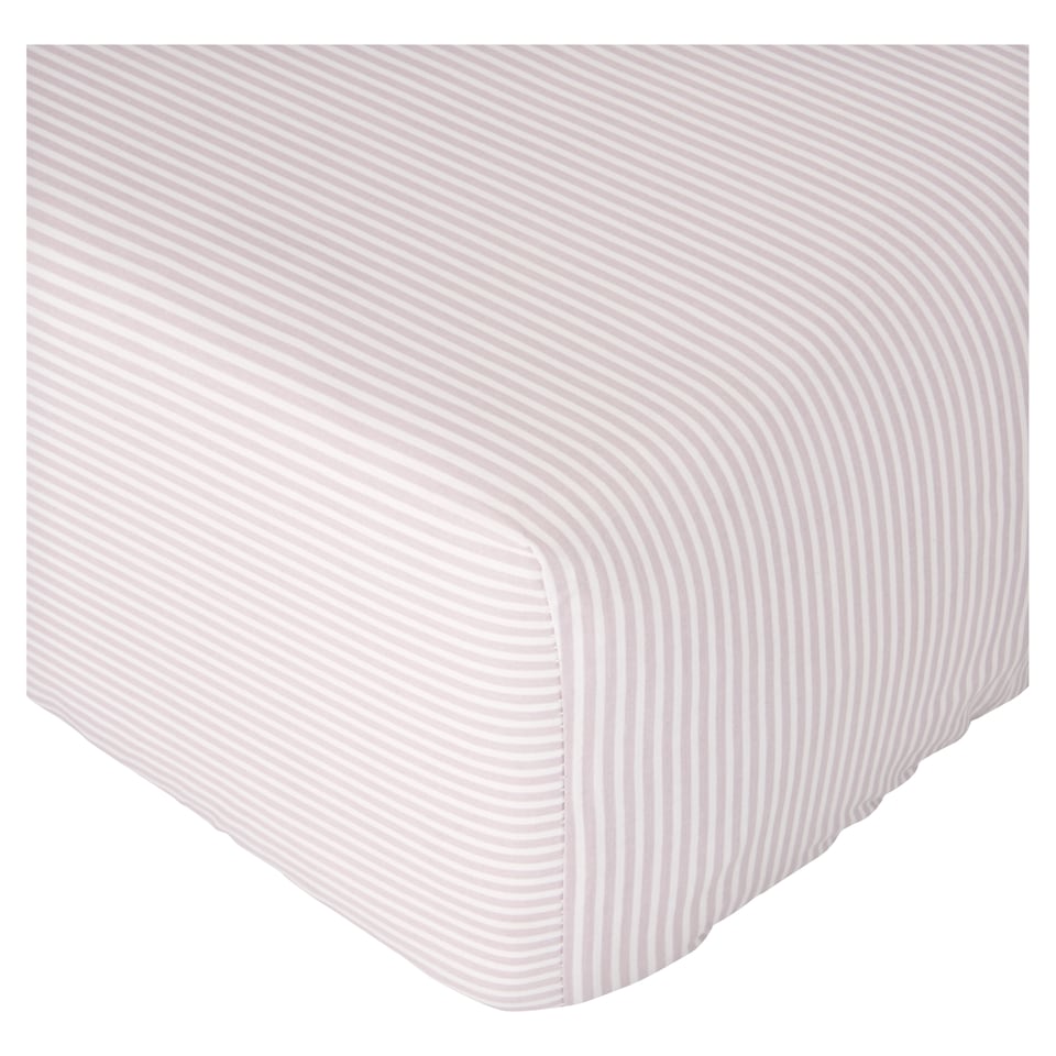 F&F Home 100% Cotton Grey Stripe Fitted Sheet Super King