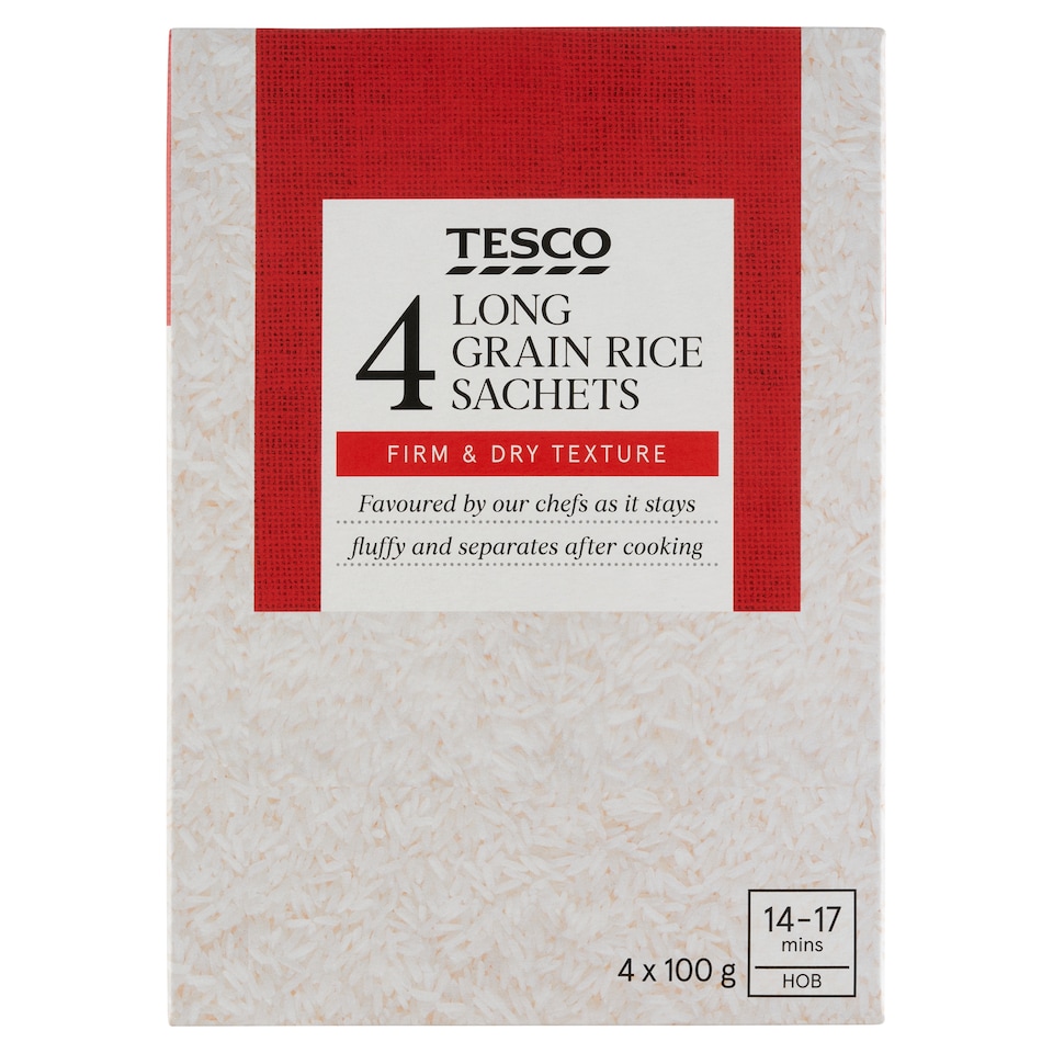Tesco Long Grain Rice Sachets 4 x 100 g (400 g)