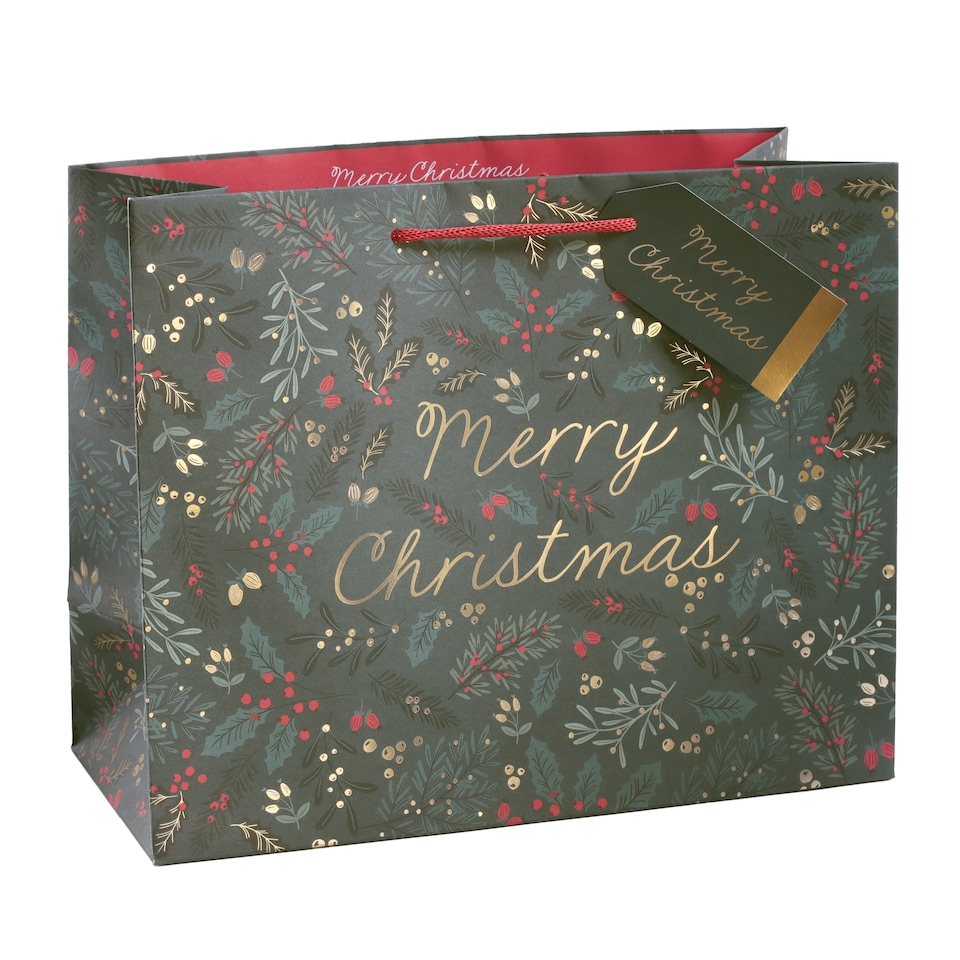 Tesco Green Foliage Large Christmas Gift Bag