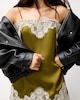 image 1 of The F&F Edit Satin Lace Trim Co-ord Cami Top in Green