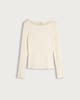 image 4 of F&F Ribbed Frill Detail Long Sleeved Top with Cotton in Cream