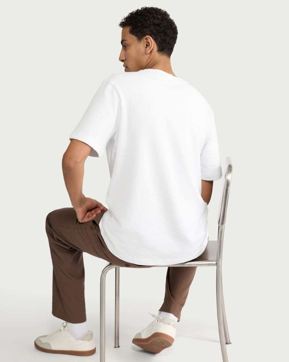 image 1 of F&F Pure Cotton Pocket Oversized Fit T-Shirt in White