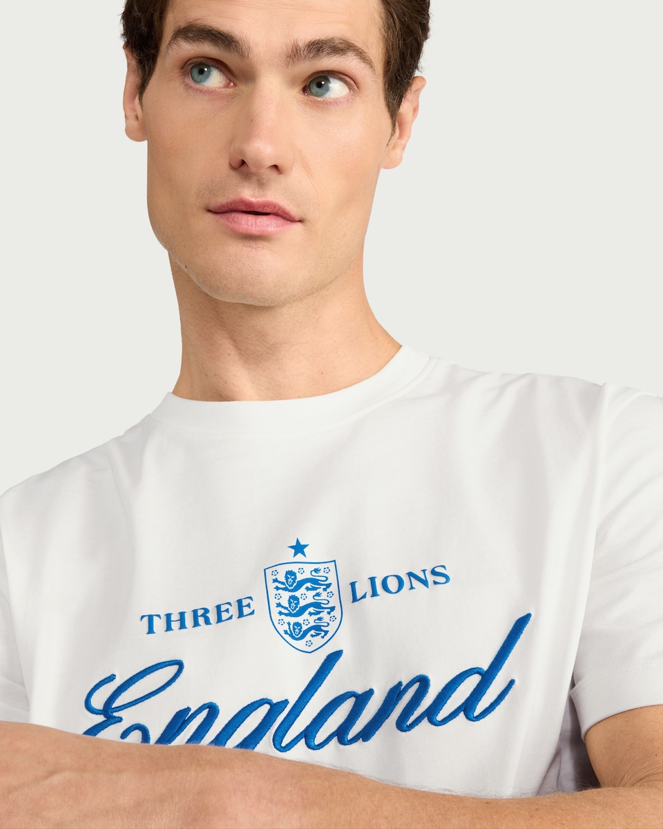 image 1 of England Pure Cotton Three Lions T-Shirt in Ecru