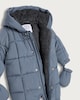 image 3 of F&F Baby Quilted Hooded Shower Resistant Pramsuit with Mittens in Blue