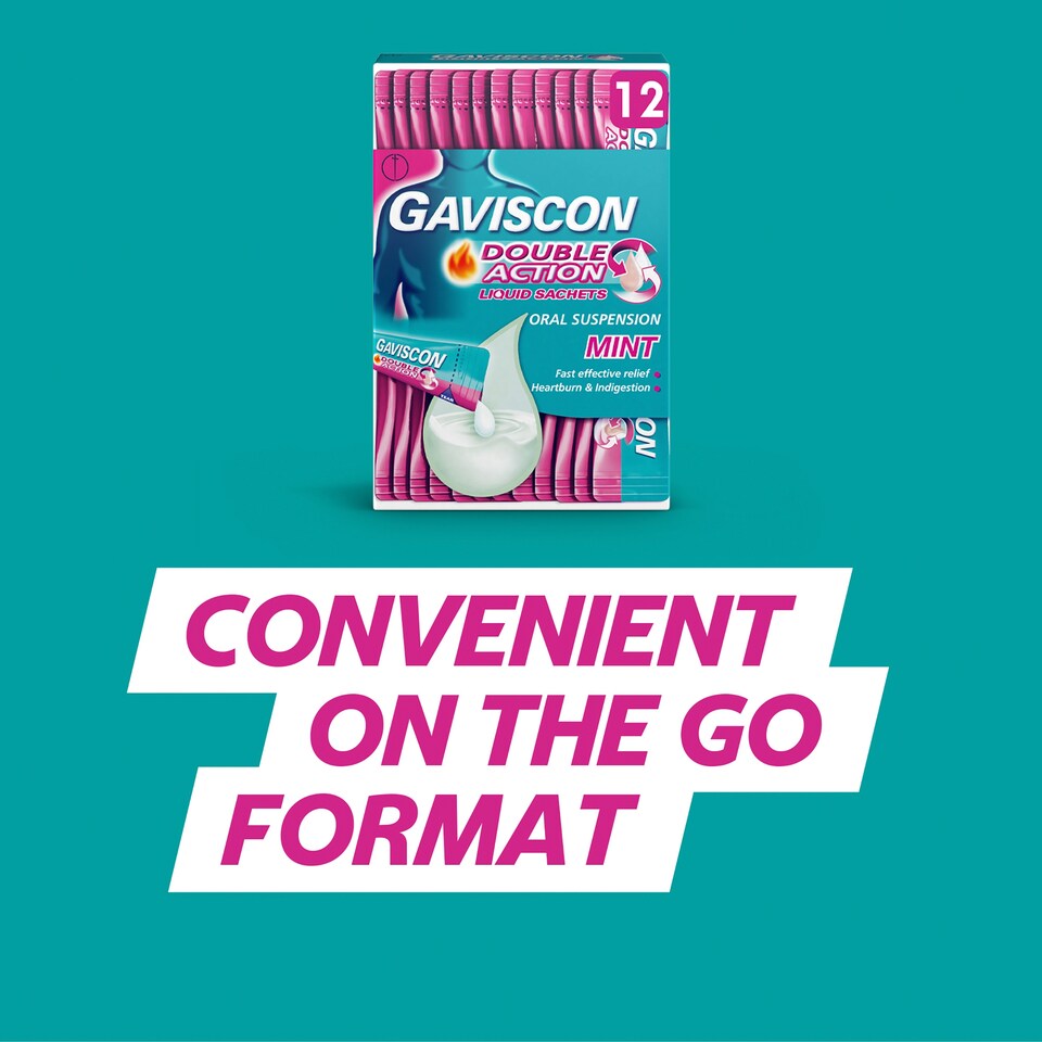 image 1 of Gaviscon Double Action Sachets Heartburn Indigestion Mint 24x10ml