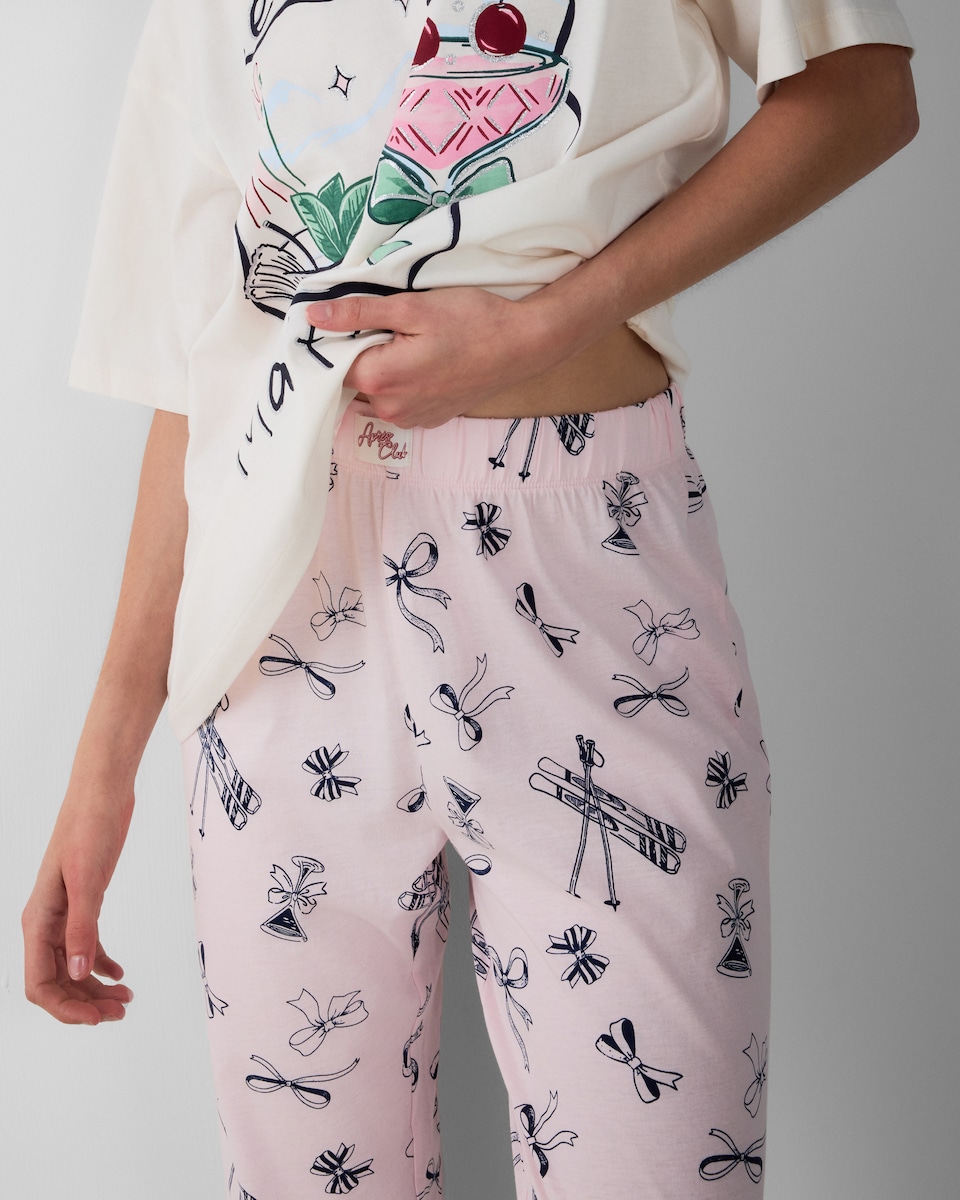 image 1 of Christmas Pure Cotton Pyjama Bottoms in Pink