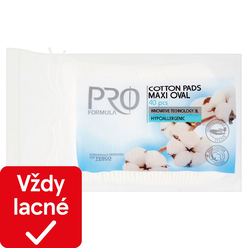 Tesco Pro Formula Cotton Pads Maxi Oval 40 pcs